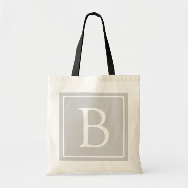Bolsa Tote Monograma Simples Cinza Claro (Frente)