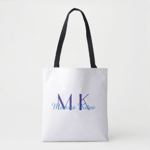Bolsa Tote monograma simples minimalista nome personalizado a