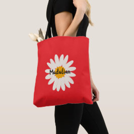 Bolsa Tote Monograma tão vibrante fundo floral Vermelho
