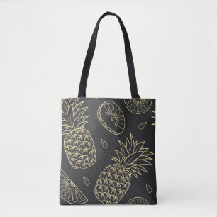 Bolsa Tote Monograma Tropical Abacaxi Menina Ouro preto