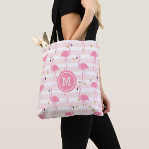 Bolsa Tote Monograma Tropical Rosa Flamingo Stripe