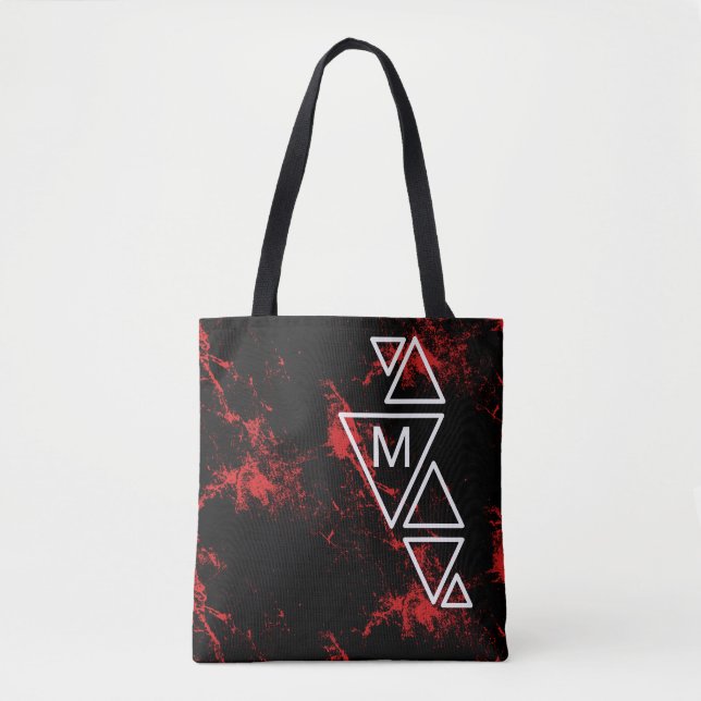 Bolsa Tote Monograma TS de mármore vermelho (Frente)