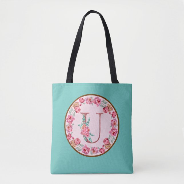 Bolsa Tote Monograma U - Letra com cor de pedreiro (Frente)