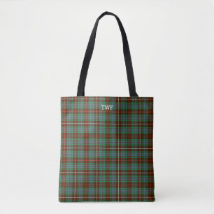 Bolsa Tote Monograma verde do Tartan da caça de Fraser da