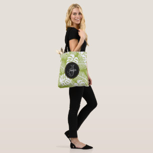Bolsa Tote Monograma verde do teste padrão da floresta húmi