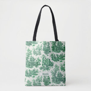 Bolsa Tote Monograma verde-floral de galhardetes