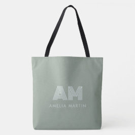 Bolsa Tote Monograma Verde Matcha Terroso Minimalista