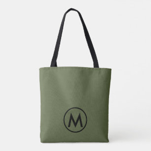 Bolsa Tote Monograma Verde Mínimo Moderno
