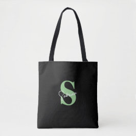 Bolsa Tote Monograma Verde Mínimo Personalizado Moderno