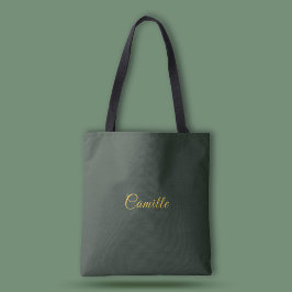 Bolsa Tote Monograma Verde na moda Dourado e Floresta