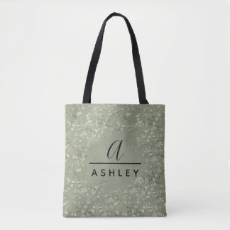 Bolsa Tote Monograma Verde Sage Flor de Amendoeira de Van Gog