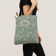 Monograma Verde Sage Flor Silvestre Boho
