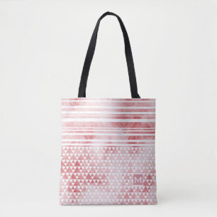 Bolsa Tote Monograma Vermelho-Cinzento Trig DP Preto