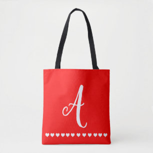 Bolsa Tote Monograma Vermelho e Branco Inicial