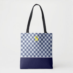 Bolsa Tote Monograma Xadrez Azul Clássico