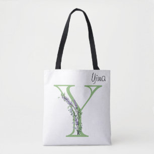 Bolsa Tote Monograma Y Lavanda Eucalipto