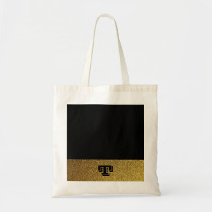 Bolsa Tote Monogramado preto e dourado