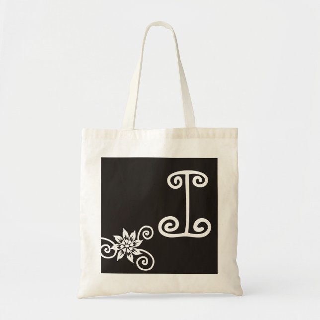 Bolsa Tote Monogrammed preto e branco (Frente)