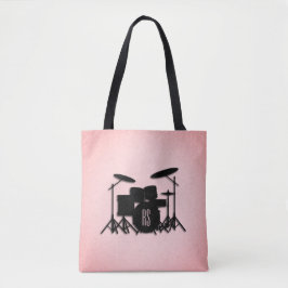 Bolsa Tote Monogramo Drum Set Music Design Rosa