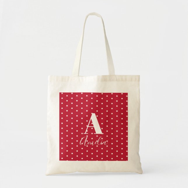 Bolsa Tote Monogramo Name Red Bolinhas (Frente)