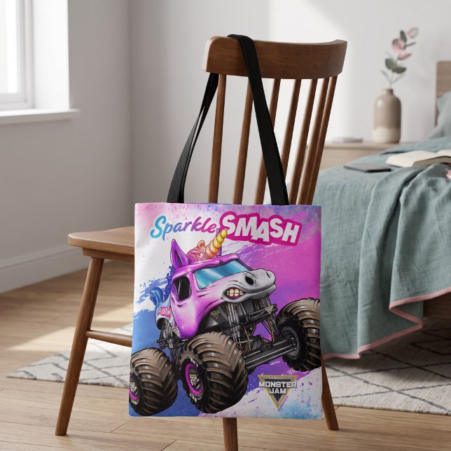 Bolsa Tote Monster Jam Sparkle Smash (Simulated tote bag on chair)
