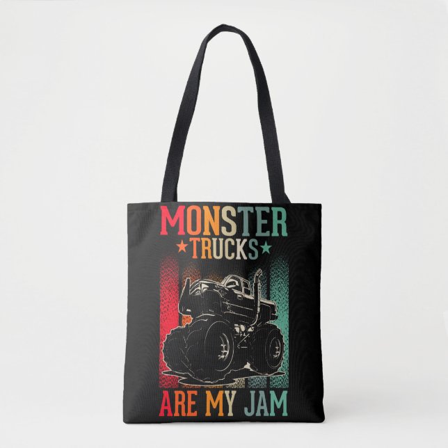 Bolsa Tote Monster Trucks Boys Meninas Monster Truck Retro (Frente)