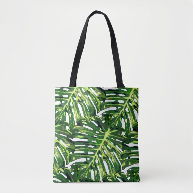 Bolsa Tote Monstera deixa o Saco Verde (Frente)