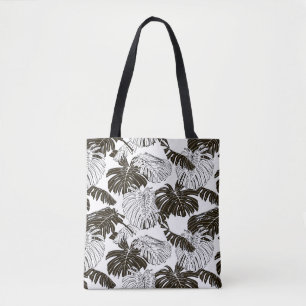 Bolsa Tote Monstera deixa um padrão sem costura