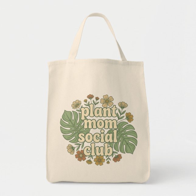 Bolsa Tote Monstera & Florais Estéticos (Frente)