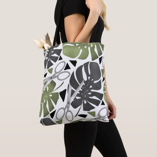 Bolsa Tote Monstera impressão tropical deixa tesoura exo selv (Close Up)