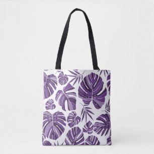 Bolsa Tote Monstera violenta tropical deixa um padrão sem cos