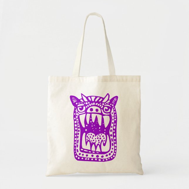 Bolsa Tote Monstro Assustador - Roxo (Frente)