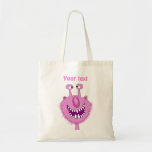 Bolsa Tote Monstro bonito cor-de-rosa de sorriso com barba