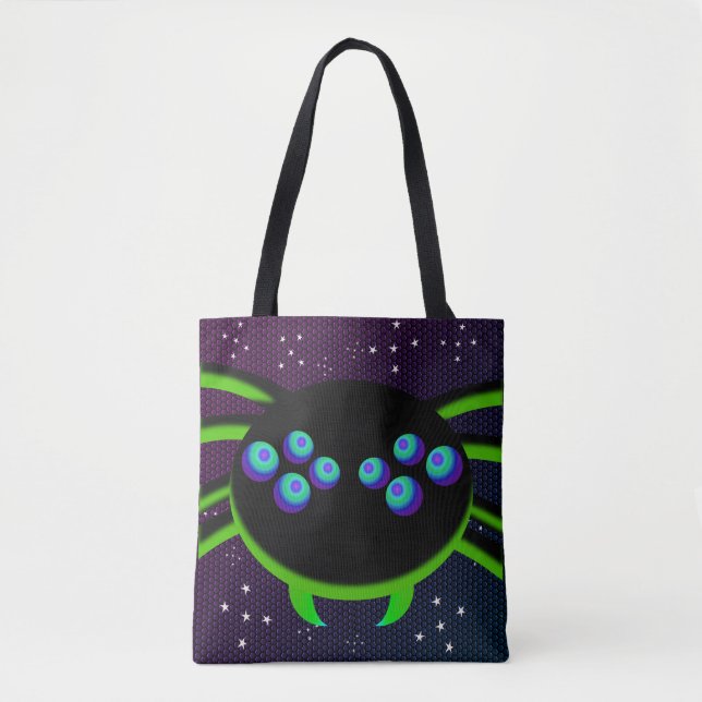 Bolsa Tote Monstro de Aranha Negra De Olhos Googosos (Frente)