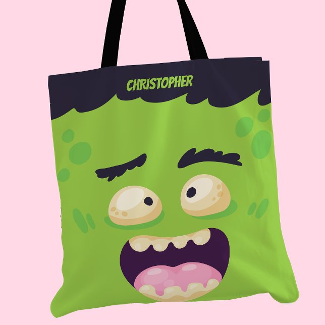 Bolsa Tote Monstro de Frankenstein Fofo Halloween Personaliza (Criador carregado)