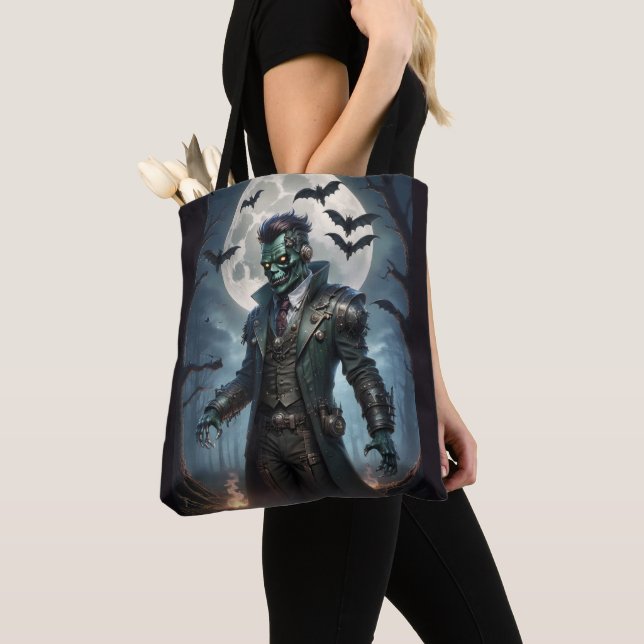 Bolsa Tote Monstro de Frankenstein Steampunk de Halloween (Close Up)