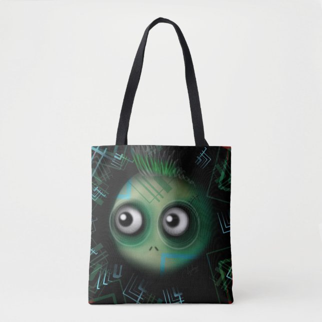 Bolsa Tote Monstro do Kawaii Verde (Frente)