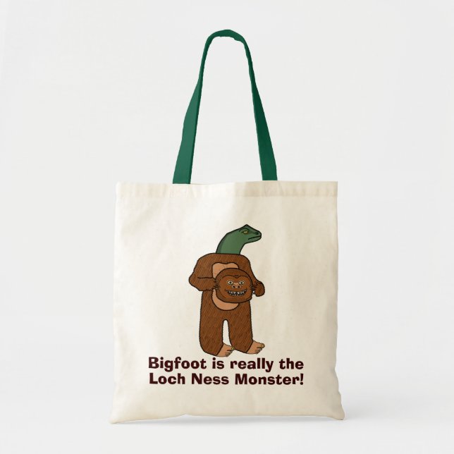 Bolsa Tote Monstro engraçado de Bigfoot Loch Ness (Frente)