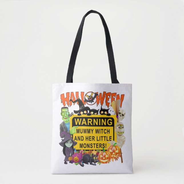 Bolsa Tote Monstro Halloween, Bruxa Mamã (Frente)