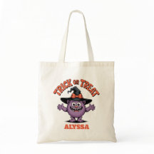 Monstro Personalizado com Trick ou Treine Tote bag
