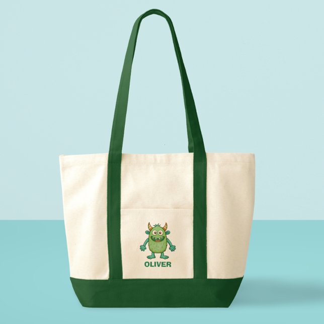 Bolsa Tote Monstro Verde Bonito Personalizado (Criador carregado)