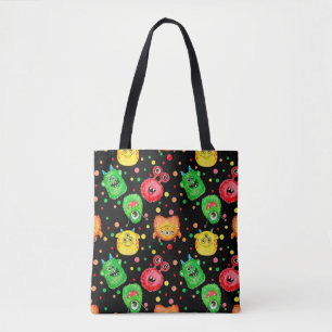 Bolsa Tote Monstros de Aquarela: Padrão sem costura bonito