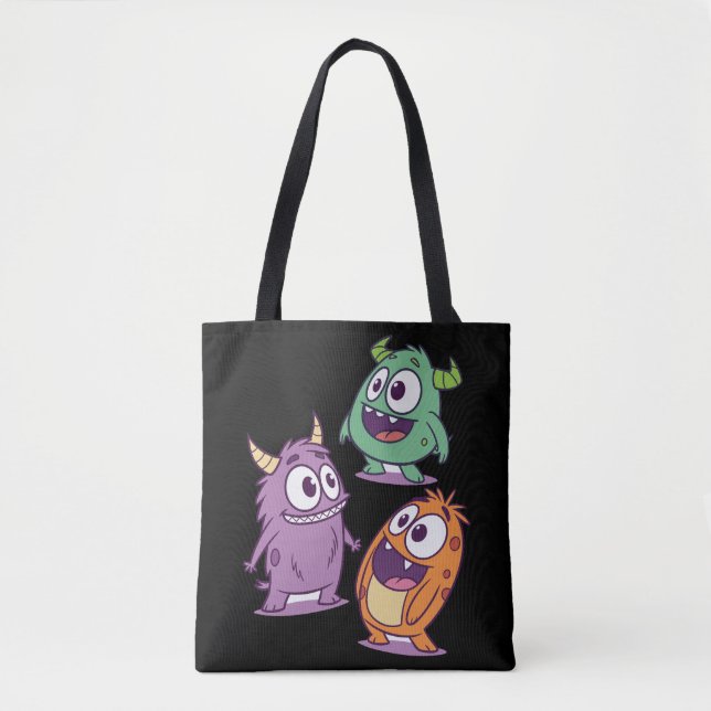 Bolsa Tote Monstros de Cartoons Reproduzíveis - Caráter Bonit (Frente)