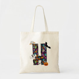 Bolsa Tote Monstros Halloween - letra H tot saco
