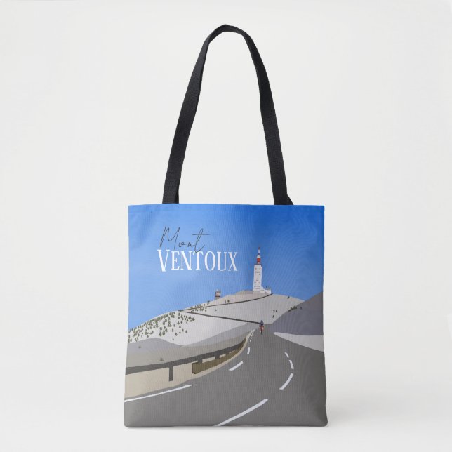 Bolsa Tote Mont Ventoux, desenhado à mão, ciclismo, ciclismo  (Frente)