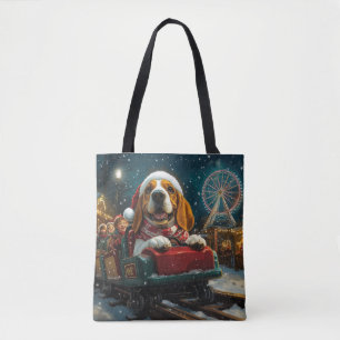 Bolsa Tote Montanha-russa de Cachorro Basset Hound Natal