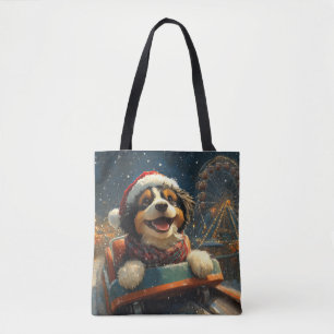 Bolsa Tote Montanha Russa de Cachorro Bernedoodle Natal