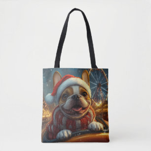 Bolsa Tote Montanha-russa do Cão Boxer no Natal