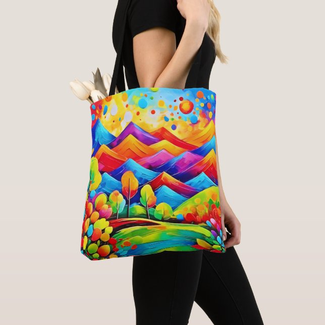 Bolsa Tote Montanhas Arco-íris Paisagem Abstrata (Close Up)