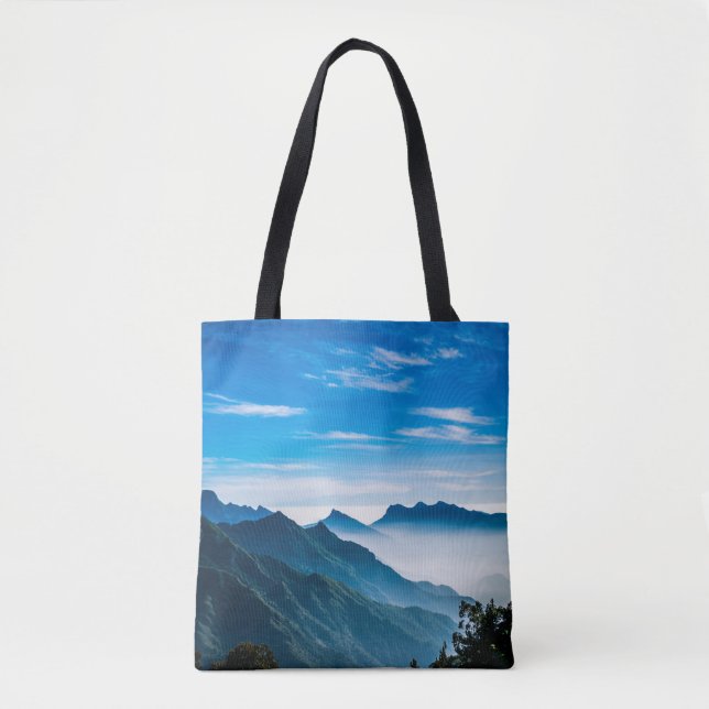 Bolsa Tote Montanhas da Manhã Paisagem Mista (Frente)